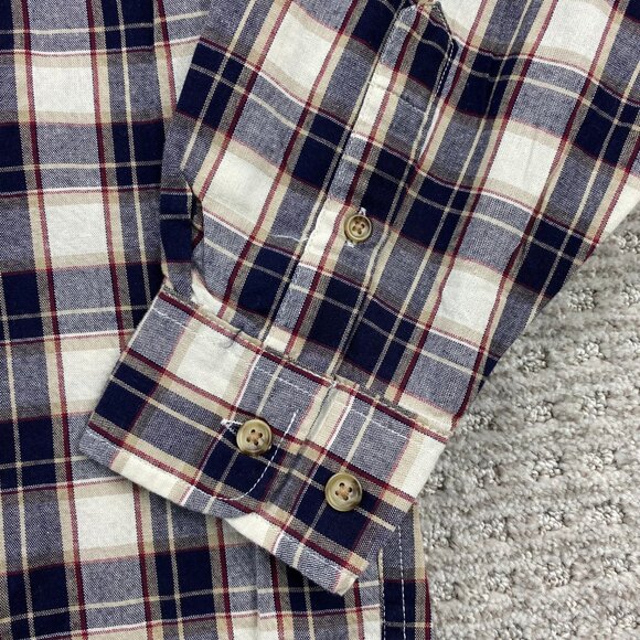 New Eddie Bauer Plaid Shirt Men Small S MBRY Brown Cream Button Down Polo NWT - Picture 2 of 10